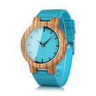 Relógio masculino feminino de madeira de bambu Bird com pulseira de couro bovino azul casual para amor com caixa, Men, o Relógio masculino feminino de madeira de bambu Bird com pulseira de couro bovino azul casual para amor com caixa, Men, o