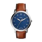Relógio masculino Fossil FS5304 44 mm com mostrador azul em couro