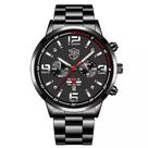 Relógio Masculino GENEVA Quartzo Aço Inox Luminoso Preto com Prata