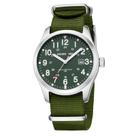 Relógio masculino GOLDEN HOUR com alça deslizante de nylon prateada verde