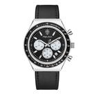 Relógio Masculino London Leather Silver Black 43mm