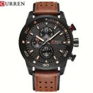 Relógio Masculino Marca CURREN Pulseira de Couro PU Moderno e Elegante -