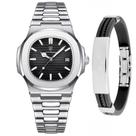 Relógio Masculino Metálico Premium Old Money + Pulseira Aço