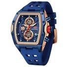 Relógio masculino MF MINI FOCUS exclusivo Tonneau Chrono impermeável azul
