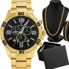 Relógio Masculino Moderno Luxo + Corrente Fina + Pulseira