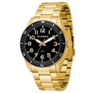 Relógio Masculino Mondaine Dourado Aço Mostrador Preto Original Resistente à Água 32548GPMVDE2