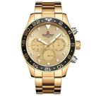 Relógio masculino naviforce 9147 dourado calendario social todo funcional analogico inox