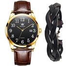 Relógio Masculino Olevs Casual Gold Pulseira Bracelete Kit