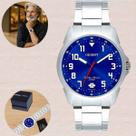 Relógio Masculino Orient MBSS1154A D2SX Azul Pulseira Aço Quartz Calendário Prova dÁgua 50 Metros Casual e Resistente