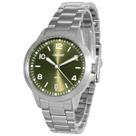 Relógio Masculino Orient Prata Verde Luxo Social Casual Esporte Analógico FBSS1159 E2SX