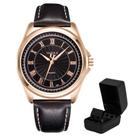 Relógio Masculino Original Couro Yazole De Pulso Quartzo Cor Da Correia 336 Preto