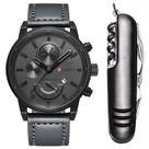 Relógio Masculino Original Curren Pulseira Cinza + Canivete