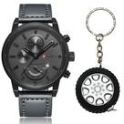 Relógio Masculino Original Curren Pulseira Cinza + Chaveiro