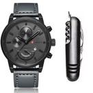 Relógio Masculino Original Curren Pulseira Couro + Canivete