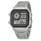 Relógio Masculino Prata Digital Word Time 100m
