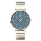 Relógio Masculino Prata Piano Bossa Nova Fundo Azul 40mm