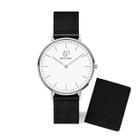 Relógio Masculino Preto Clássico Casual Elegante Clássico Carteira