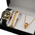 Relógio Masculino Preto Dourado+ Colar Pulseira Caveira Luxo Relógio Masculino Preto Dourado+ Colar Pulseira Caveira Luxo