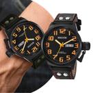 Relógio Masculino Preto e Laranja Analógico de Pulso com Pulseira de Couro e Caixa de Aço Inoxidável à Prova D Água Luxo Elegante Casual Social Magnum Relógio Masculino Preto e Laranja Analógico de Pulso com Pulseira de Couro e Caixa de Aço Inoxidável à Prova D Água Luxo Elegante Casual Social Magnum