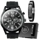 Relógio Masculino Preto Social Moda Caixa + Pulseira Oração Relógio Masculino Preto Social Moda Caixa + Pulseira Oração