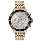 Relógio Masculino Seculus Cronógrafo Dourado 44163gpsvda2 Correia Dourado-escuro Bisel Preto
