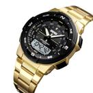 Relógio masculino skmei 1370 dourado social prova dágua inox anadigi ponteiro casual esportivo