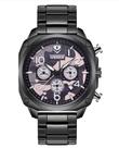 Relógio masculino social analógico cronógrafo todo funcional inox quadrado preto camuflado weide wd009