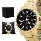Relogio Masculino Technos Analogico Aço Inoxidavel Dourado Mostrador Preto Racer Original Resistente a Agua 1 Ano de Garantia 2117LDHS1P