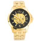 Relógio Masculino Technos Dourado Aço Inoxidável Automático Mostrador Preto Original Resistente à Água RT8N24AK4P