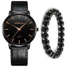 Relógio Masculino Ultra Fino Preto Analógico Kit Pulseira