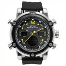 Relógio Masculino Weide AnaDigi WH-5205 Prata e Preto e Amarelo