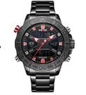 Relógio masculino weide digital analógico 8503 preto vermelho multifunção inox