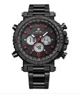 Relógio masculino weide multifunção preto vermelho digital analógico esportivo 6305 inox