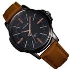 Relógio Masculino Yazole 358 Couro Total Black Marrom