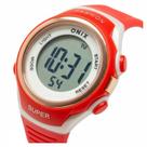Relógio Menina Digital Onix IT-616A (2222) Resistente à água 5 ATM Branco Caixa em Resina Vermelho Pulseira de Resina Visor Acrílico Redondo Fivela