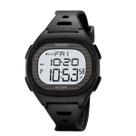Relógio Menino Digital Skmei 2189 Resistente à água 5 ATM Branco Caixa em Resina Preto Pulseira de Borracha Visor Acrílico Quadrado Fivela Bateria