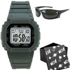 relogio menino infantil cinza led digital quadrado alarme silicone ajustavel adolescente original prova dagua cronometro