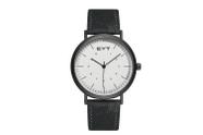 Relógio mod k8020l caixa preta, mostrador branco, pulseira preta
