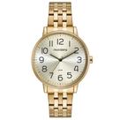 Relogio Mondaine Feminino dourado banhado folheado grande com numeros a prova dagua kit semi joia 32599LPMKDE1K1
