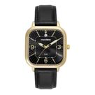 Relogio Mondaine Feminino dourado preto quadrado pulseira de couro calendario moderno minimalista 99642GPMVDH3