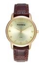 Relogio Mondaine Feminino dourado pulseira de couro marrom com numeros classico social a prova dagua 99796LPMVDH1