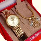 Relógio Mondaine Feminino Original Dourado Redondo Analógico À Prova D'Água com NF 706D
