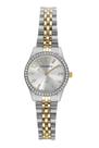 Relogio Mondaine Feminino pequeno dourado prata bicolor misto cravejado com pedrinhas strass 32803LPMVBE2