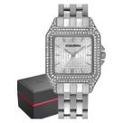 Relógio Mondaine Feminino Quadrado Retangular Cristais Prata 32825L0MVNE2
