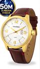Relógio Mondaine Masculino Analógico De Pulso Casual Elenga Dourado Marrom Calendário Prova Dágua 50 Metros Original