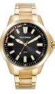 Relógio Mondaine Masculino Analógico Dourado Fundo Preto Quartz Pulseira De Aço Inoxidável Brilha No Escuro Prova Dágua 50 Metros Original
