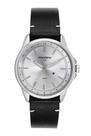 Relógio Mondaine Masculino Analógico Slim Prata Fundo Preto Pulseira Couro Preta 32946G0MVNO3
