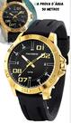Relógio Mondaine Masculino Com Caixa Em Dourado E Pulseira Preta em Silicone Prova Dágua Preto Com Dourado Original
