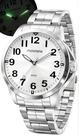 Relógio Mondaine Masculino De Pulso Analógico Quartz Esportivo Casual E Social Prata Brilha No Escuro Prova Dágua Pulseira Em Aço inoxidável Original