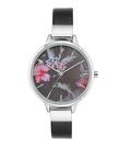 Relógio Nine West 38 mm prateado com pulseira preta de quartzo